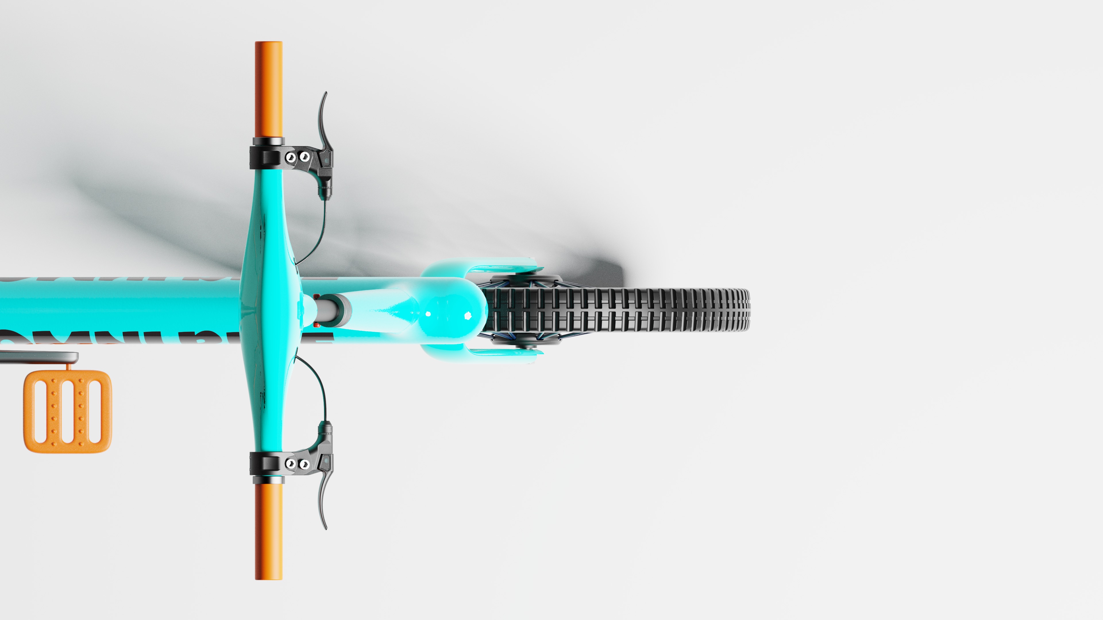 OmniRide City Bike top-down flatlay — photorealistic 3D product rendering by freelance industrial designer Aidan Tager using KeyShot and Rhino 3D